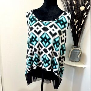 Jennifer Lopez Sheer Nylon Black Trim Sleeveless Top - Size XL